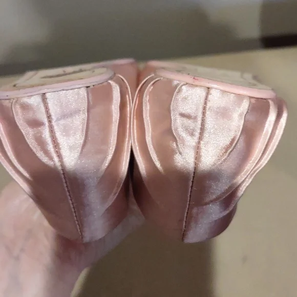 Kate Spade Pink Satin Embellished Women's Ballet Flats With Pearls, 9m - Picture 5 of 10